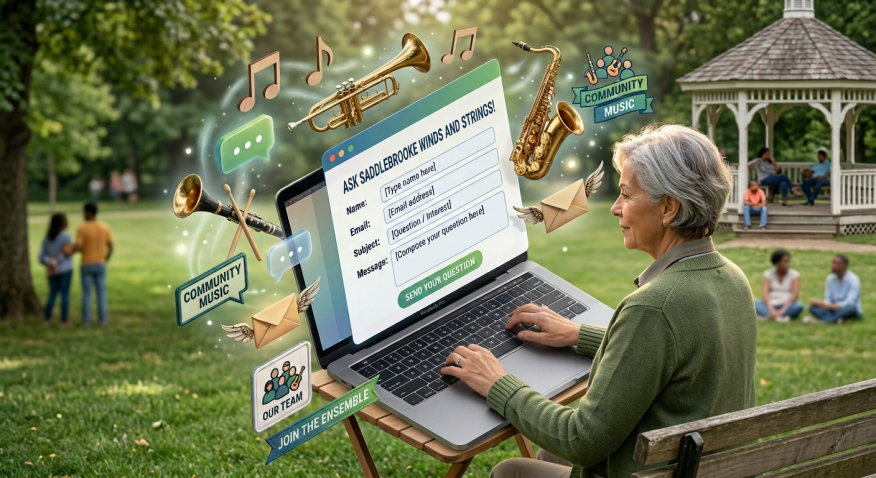 Woman Sending Question to SaddleBrooke Winds and Strings